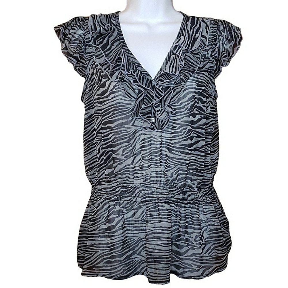 Y2K - Miley Cyrus MaxAzria - Zebra Print Top - L - LN